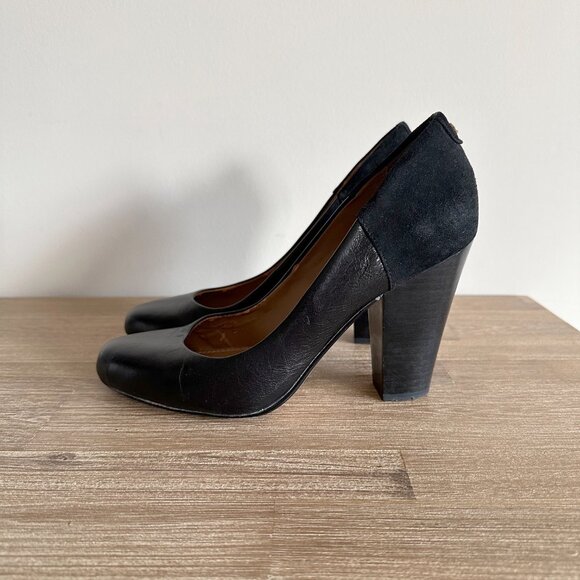 ALDO High Heel Pumps Black Womens Size 8.5 Leather and Suede Dress Shoes - Picture 4 of 7